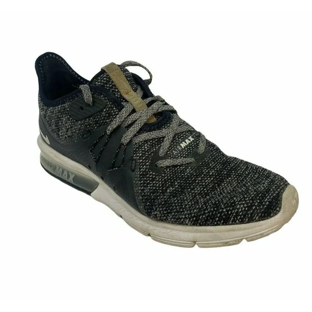 Nike Women's Air Max Sequent Running Shoes Black/Grey/White 908993-011 - Sz 8